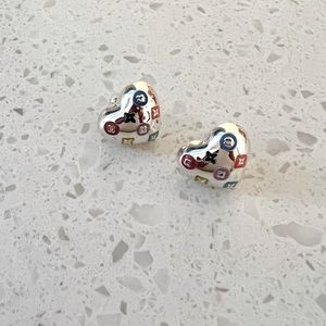 Sterling silver bubble heart earrings